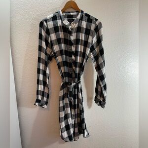 Lucky Brand Checkered Gingham Button Down Shirt Dress Size M